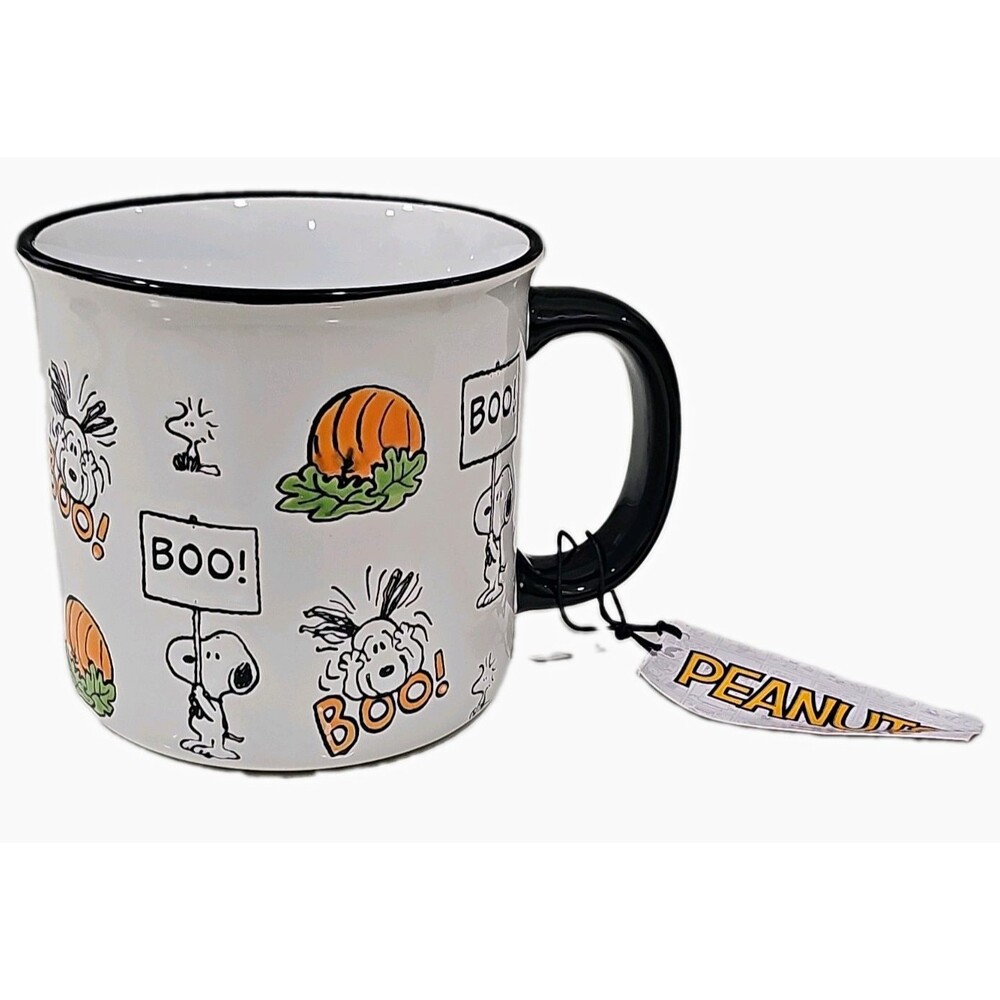 Gibson Homewares Peanuts Snoopy & Woodstock Boo Halloween White Mug Cup 21oz